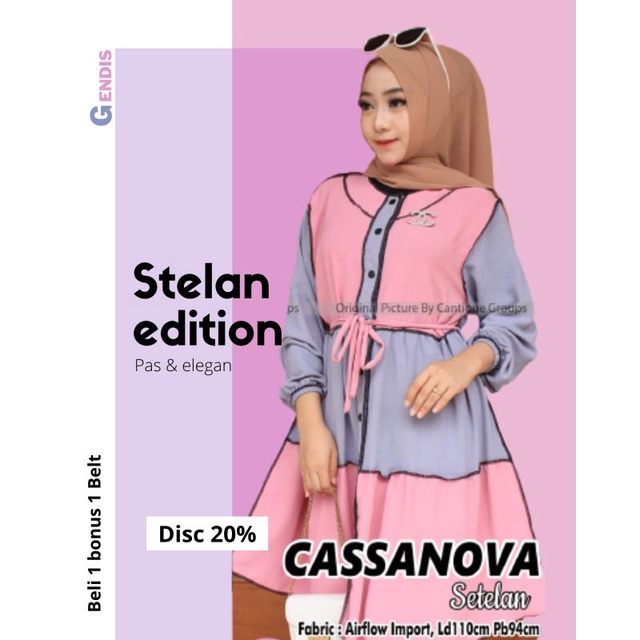 Setelan Tunik Wanita Kebalik Cassanova One Set Bahan Airflow import Setelan Terbalik Wanita Terbaru 