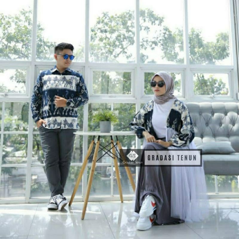 Baju Set Couple Tenun Pria Wanita Etnik Troso Jepara - Baju Couple Prewedding - Baju Couple Tenun