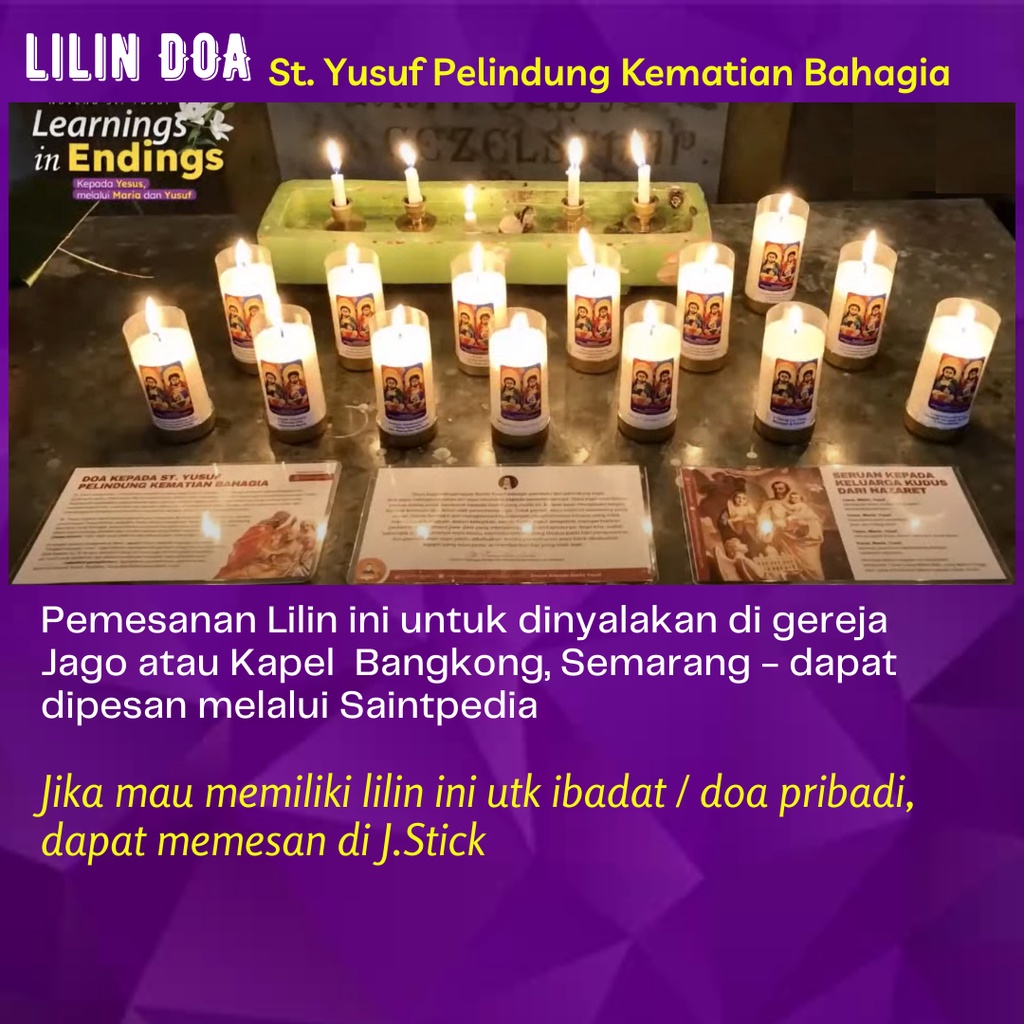 LILIN DOA, gambar &quot;St Yusuf Pelindung Kematian Bahagia&quot; (11 x dia 4cm)