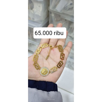 gelang titanium asli warna mas