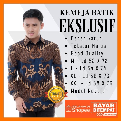 Batik Pria Lengan Panjang Batik Pekalongan motif Terbaru Kemeja Panjang Reguler size M L XL XXL