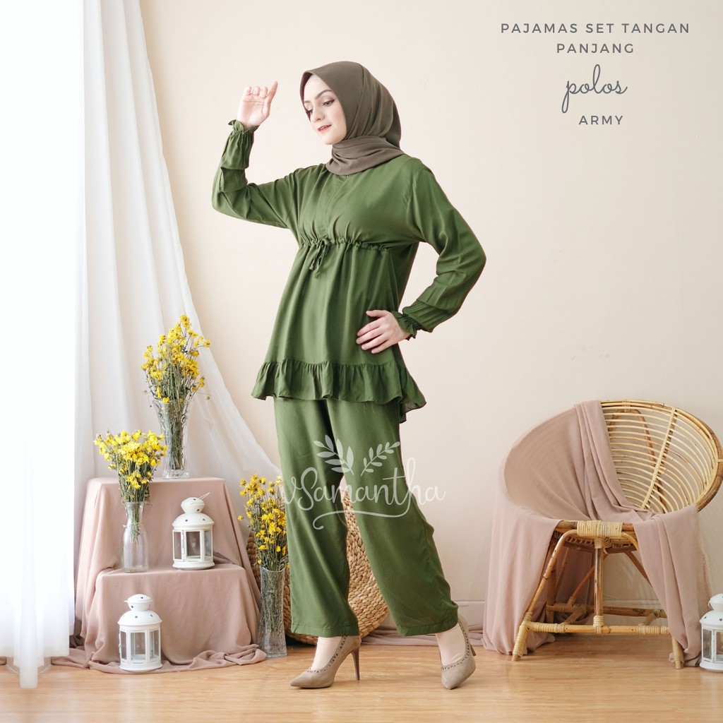 Pajamas Set Rayon Polos Rempel BUSUI | Tangan panjang , Celana panjang