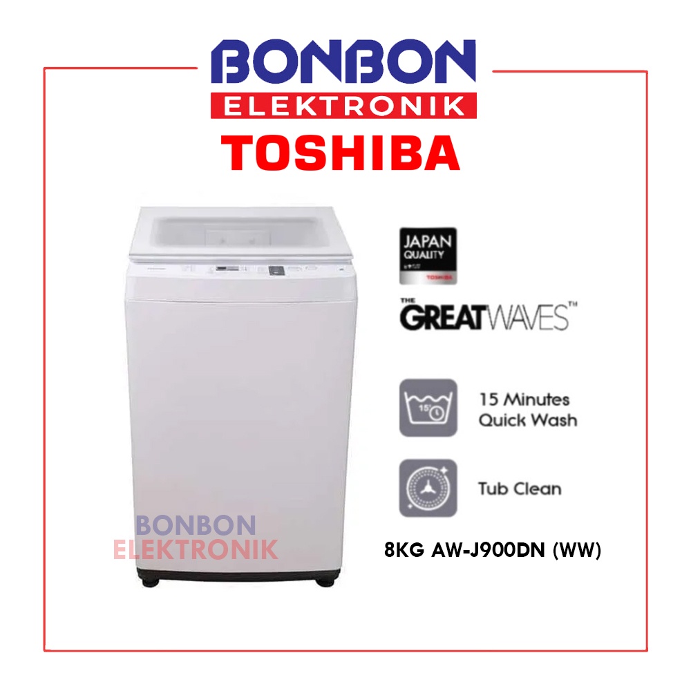 Toshiba Mesin Cuci 1 Tabung 8KG Top Loading AW-J900DN / AWJ 900 DN