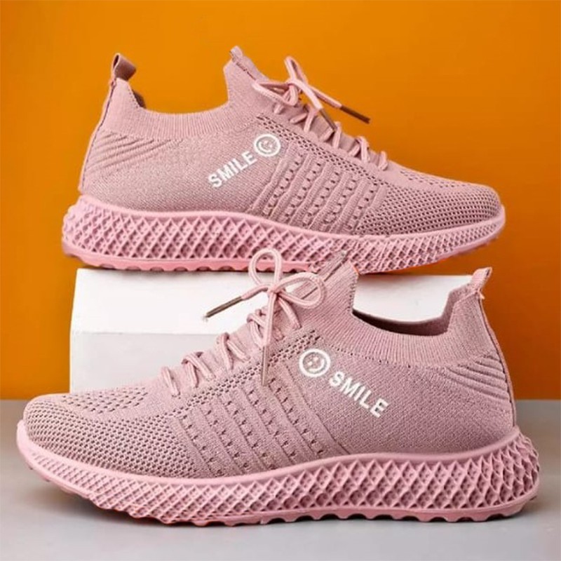 Redzeal Sepatu  Wanita  Import Lace  up  Smile Sneakers  Korea 