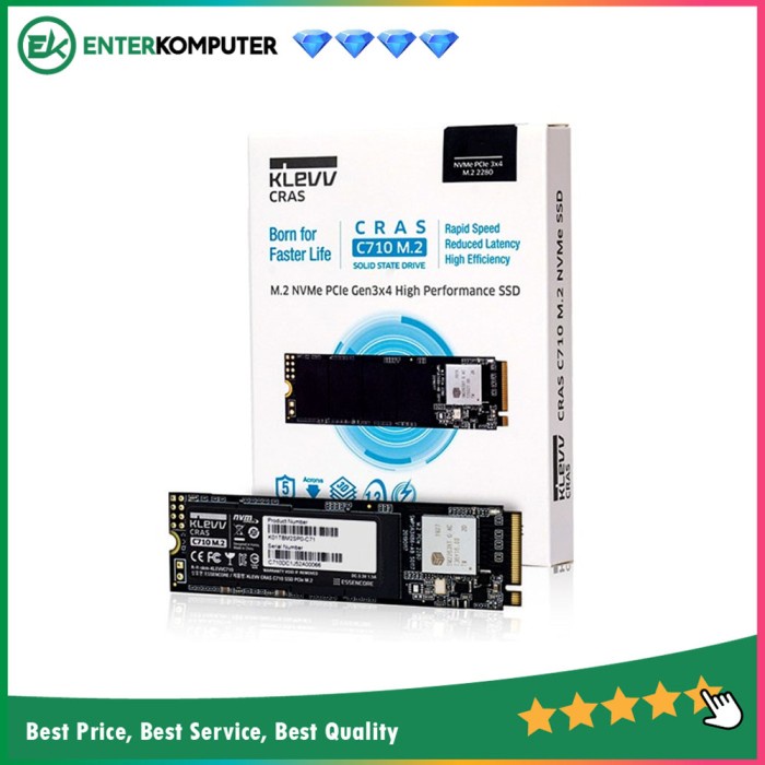 KLEVV SSD CRAS C710 512GB M.2 2280 NVMe PCle Gen3 x4 - K512GM2SP0-C71 - R2050MB/s W1650MB/s