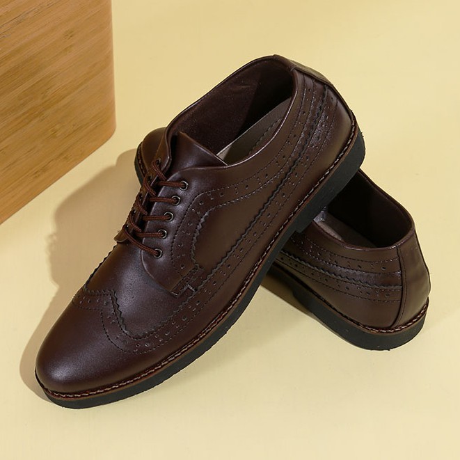 Longwing Brown | Sepatu Pantofel Coklat Pria Kasual Kerja Fantopel Pantopel Casual | FORIND x Giant