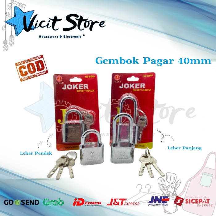 Gembok Pagar Leher Panjang / Pendek 40mm Size Medium