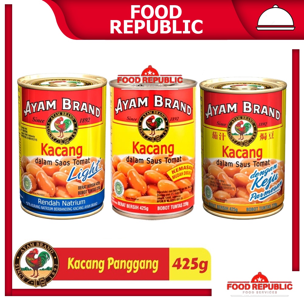 AYAM BRAND BAKED BEANS 425 GR KACANG SAOS TOMAT LIGHT CHEESE TOMATO