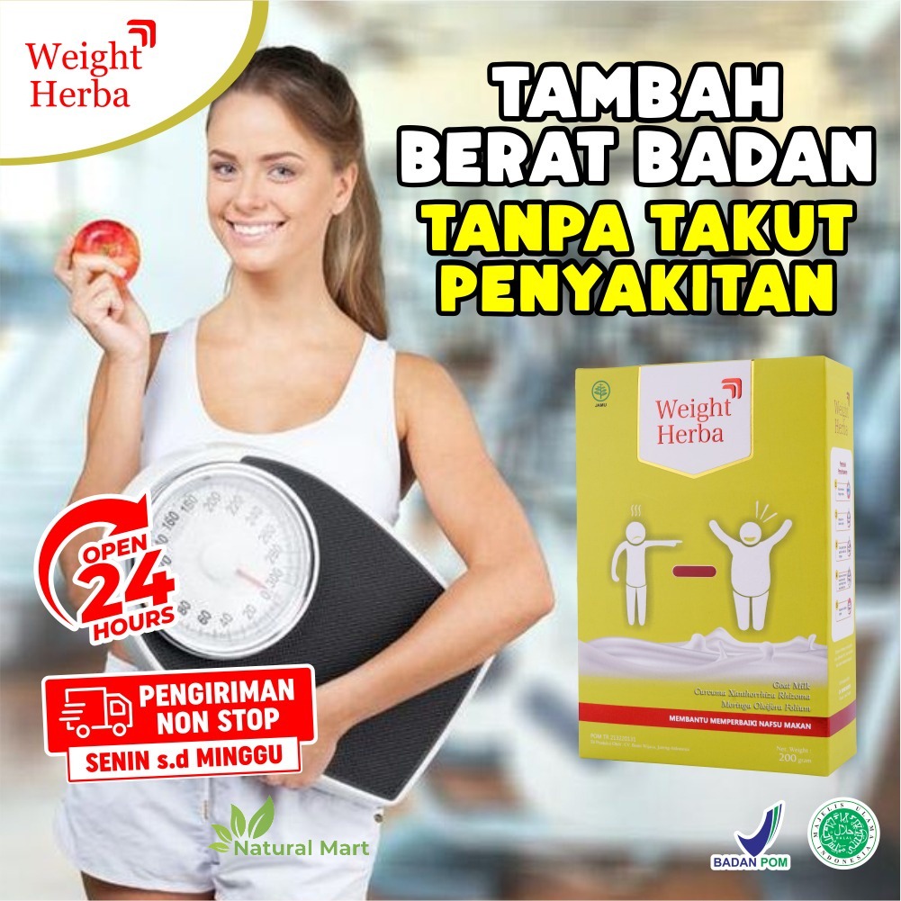 Paket 2 Box Weight Herba Badan Berisi - Susu Penggemuk &amp; Penambah Berat Badan Nafsu Makan Ekstrak Daun Kelor Perlancar Sistem Pencernaan Isi 200gr