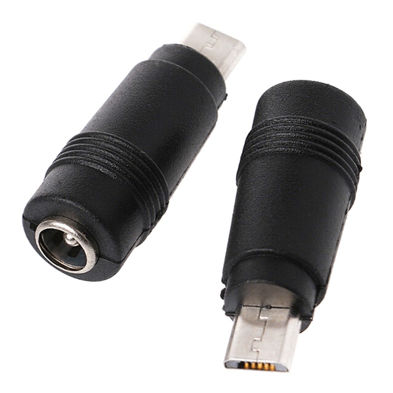 {LUCKID}2Pcs DC 5.5*2.1mm female jack plug to micro USB 5pin male power converter