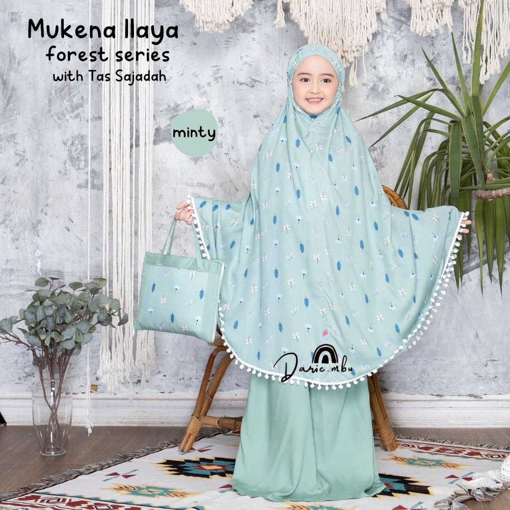 Mukena Anak Rayon Kombinasi ( Umur 8 - 13 Tahun) Tas Sajadah Ilaya Bunga Teratai Katun Rayon Premium