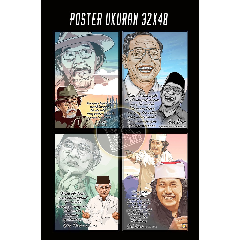 PUNAKAWAN REBORN / CAK NUN / SUJIWOTEJO / GUSDUR / GUSMUS / POSTER DINDING / POSTER PUNAKAWAN