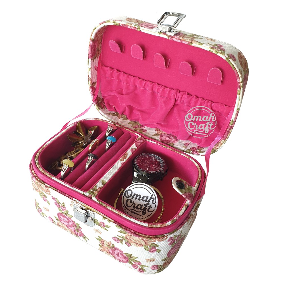 BUNGA PINK Jewelry Box Accesories Kotak Tempat Emas Kalung Cincin Gelang