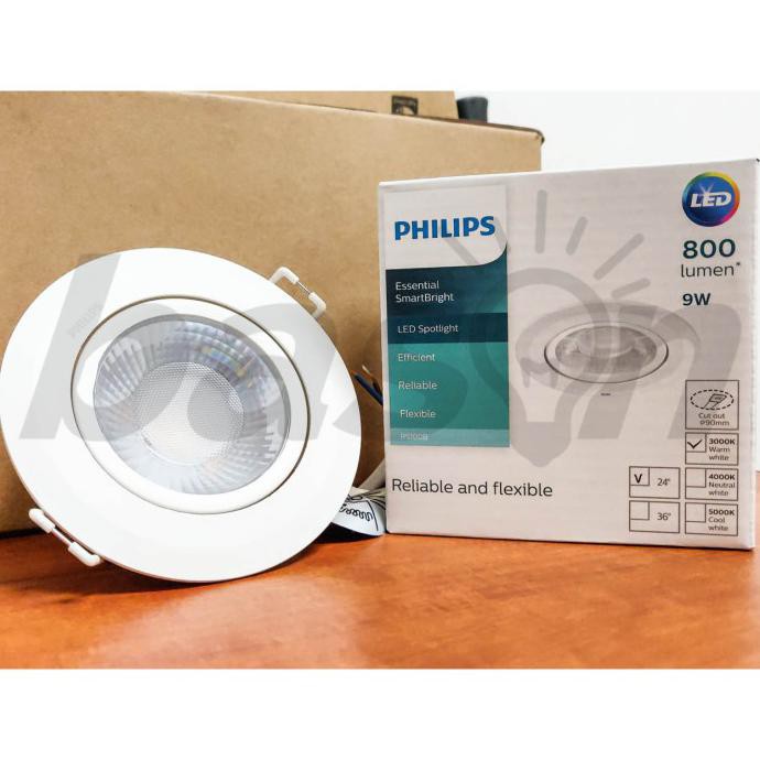 PHILIPS RS100B 9W 800LM D90 220V ESSENTIAL SMARTBRIGHT LED SPOTLIGHT - WARM WHITE MB TERBARU