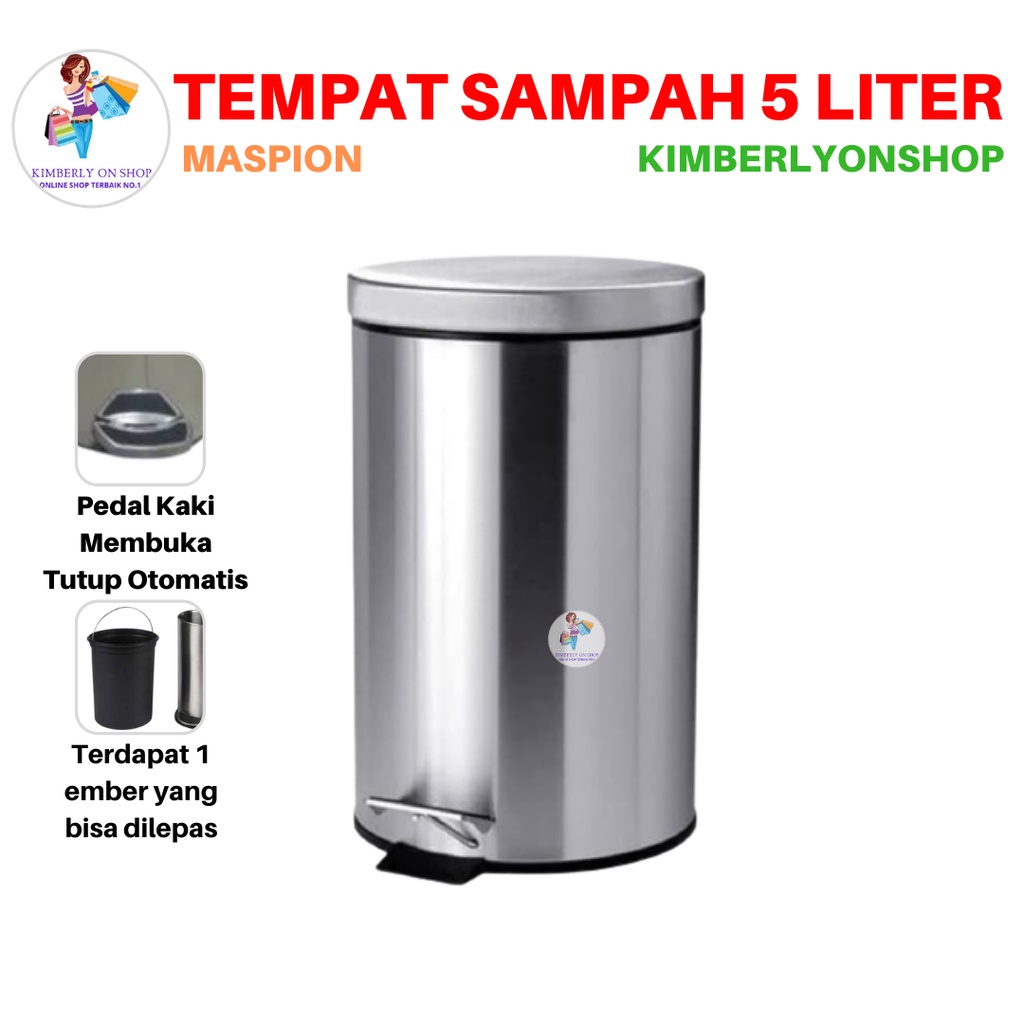 Tempat Sampah Dust Bin Injak Stainless Steel 5 Liter Maspion