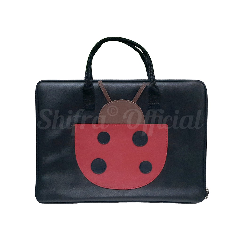 Shifra Tas Laptop Jinjing Kantong Depan Slot Gambar Animal Dog Cow Ladybug Cat