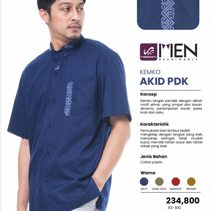 Rabbani Kemko Akid Pdk Koko Baju Muslim Pria Lengan Pendek - Olive, S