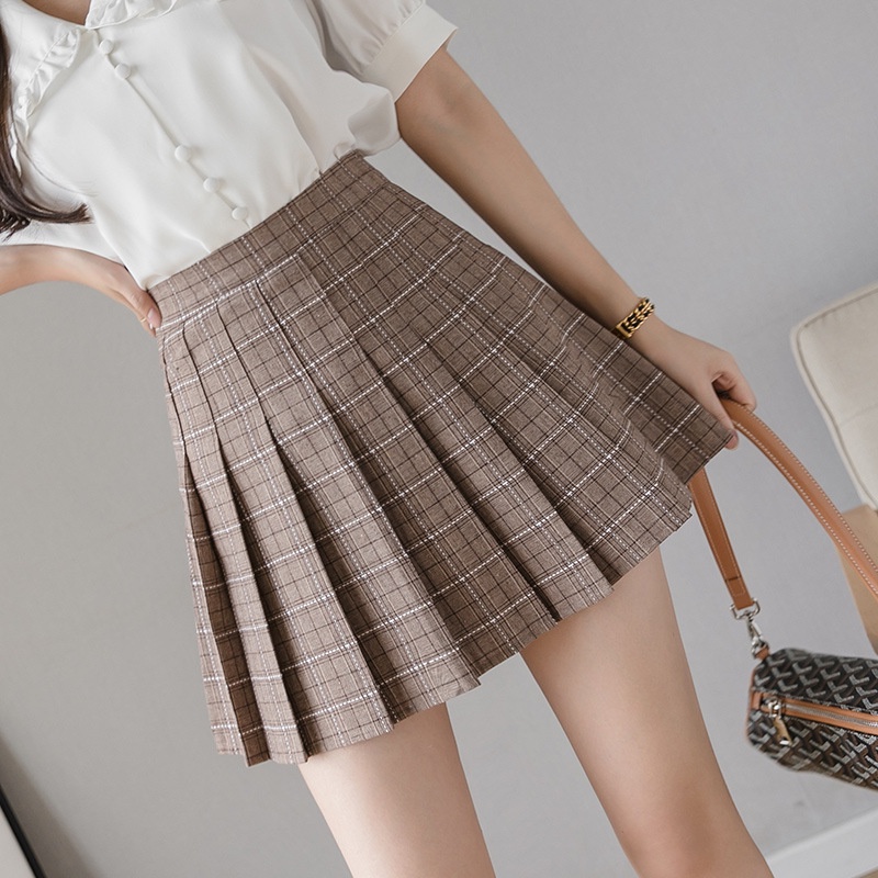 #Sisjuly# Lipit Rok Pendek Wanita Rok Pinggang Tinggi Gaya Korea Baru Rok Wanita Musim Panas Musim Gugur Plus
