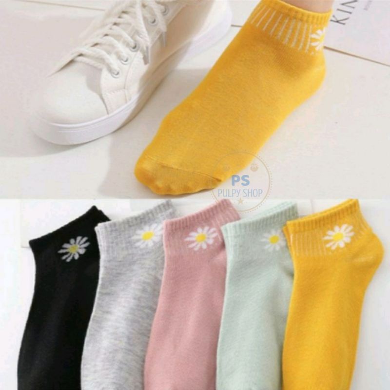 KAOS KAKI FASHION ANKLE SOCK MOTIF BUNGA DAISY FLOWER SEMATA KAKI HIDDEN ANKLE SOCK BERUANG BEAR PS-2