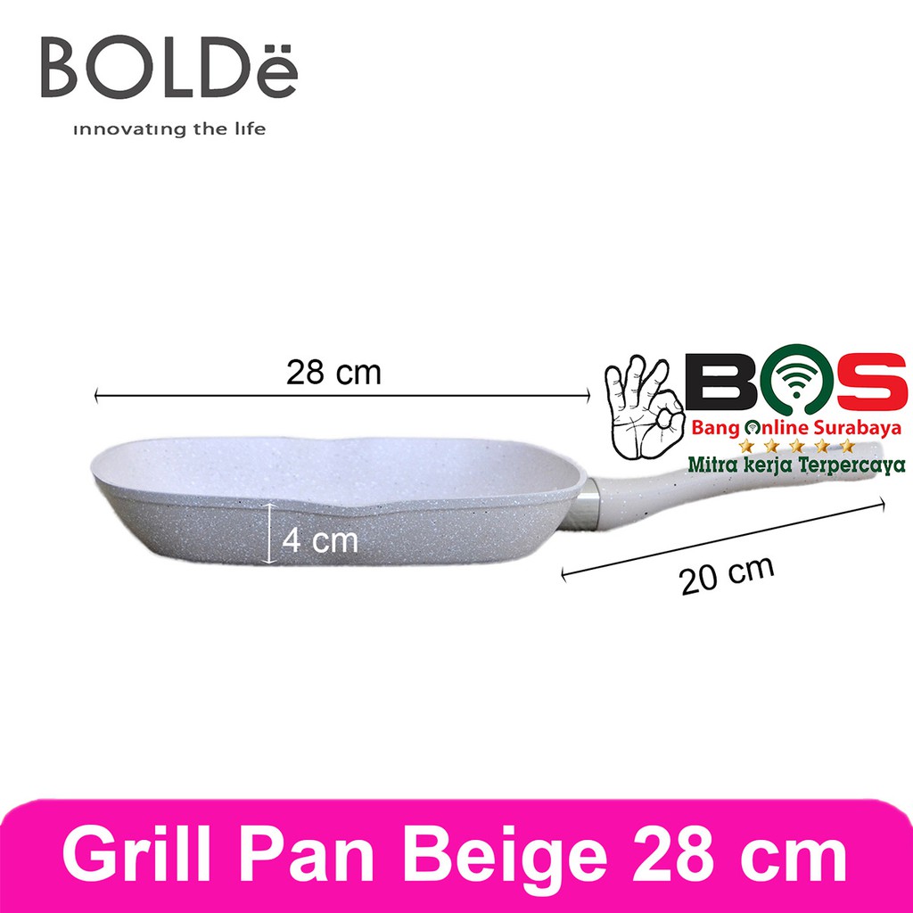 Grill Pan Bolde 28 CM Bolde Super Pan Granite Warna Beige Grill Pan BBQ