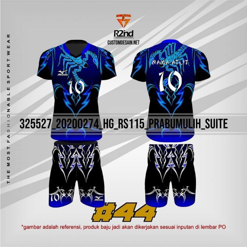 Setelan voli full printing/baju voli pria