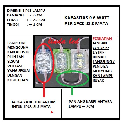 LAMPU LED STRIP MODUL 3MATA SMD 6023 2835 12VOLT ULTRASONIC VARIASI MOBIL KOLONG MOTOR ETALASE