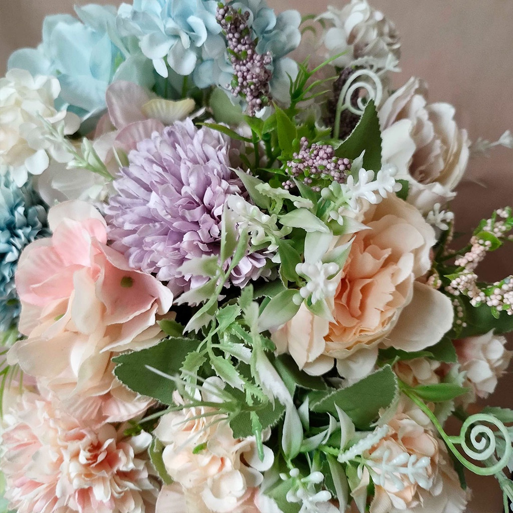 Artificial Mix PomPom Rose Peony Hydrangeas Bouquet Bunga Mawar Cabang Dekorasi Hiasan Rumah Kamar