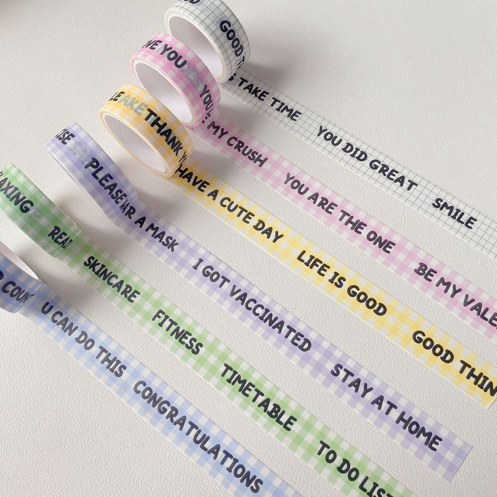 

[FS] 3m Washi Tape Gingham dengan Tulisan Lucu Vaccinated Vaksin Masking Tape Scrapbook Bujo Diary