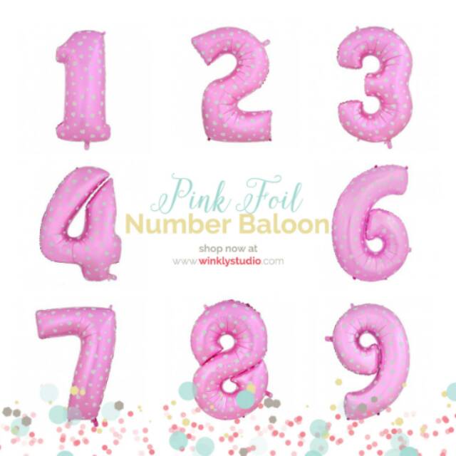 Balon Angka 100cm Warna Pink