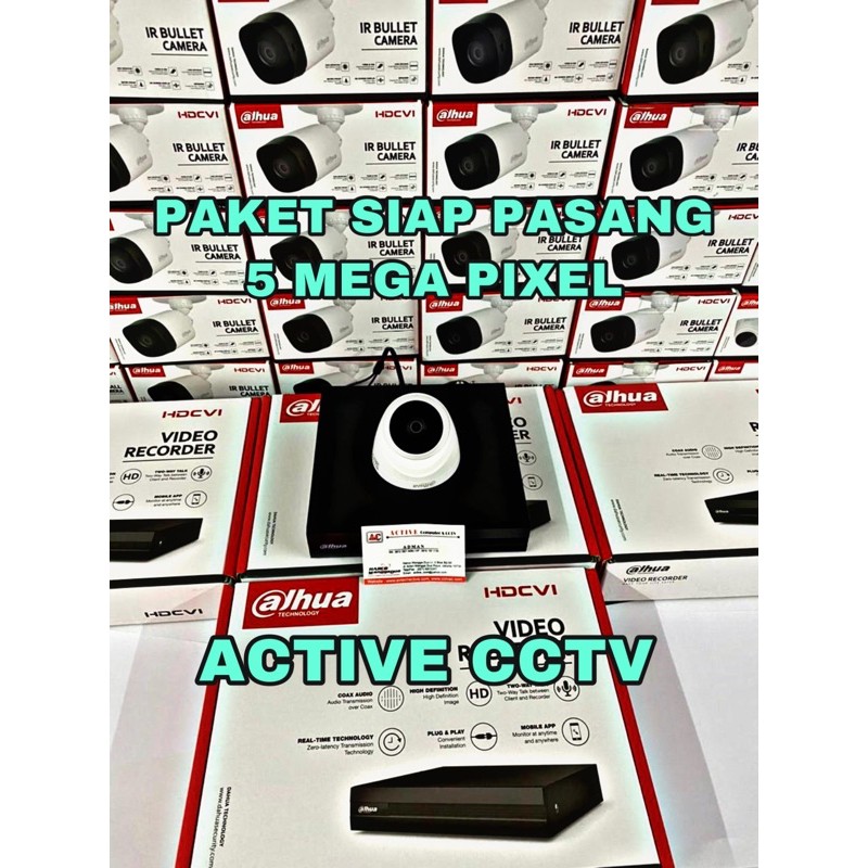 PAKET KAMERA CCTV DAHUA 5MP 1 CAMERA 4 CH CHANNEL 2560p FULL HD KOMPLIT SIAP PASANG 4ch 4channel