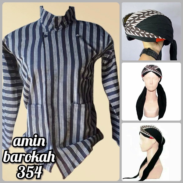 COD...!!! Setelan Baju Surjan Warna Abu + Blangkon Jogja Samurai Sliwir Putih - Ukuran Dewasa #Adat #Jawa #Tradisional