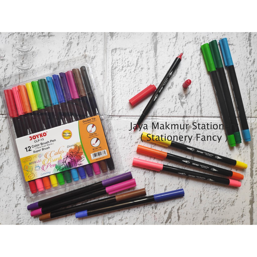 Color brush Pen joyko dual tip jumbo set 12 warna CLP-13