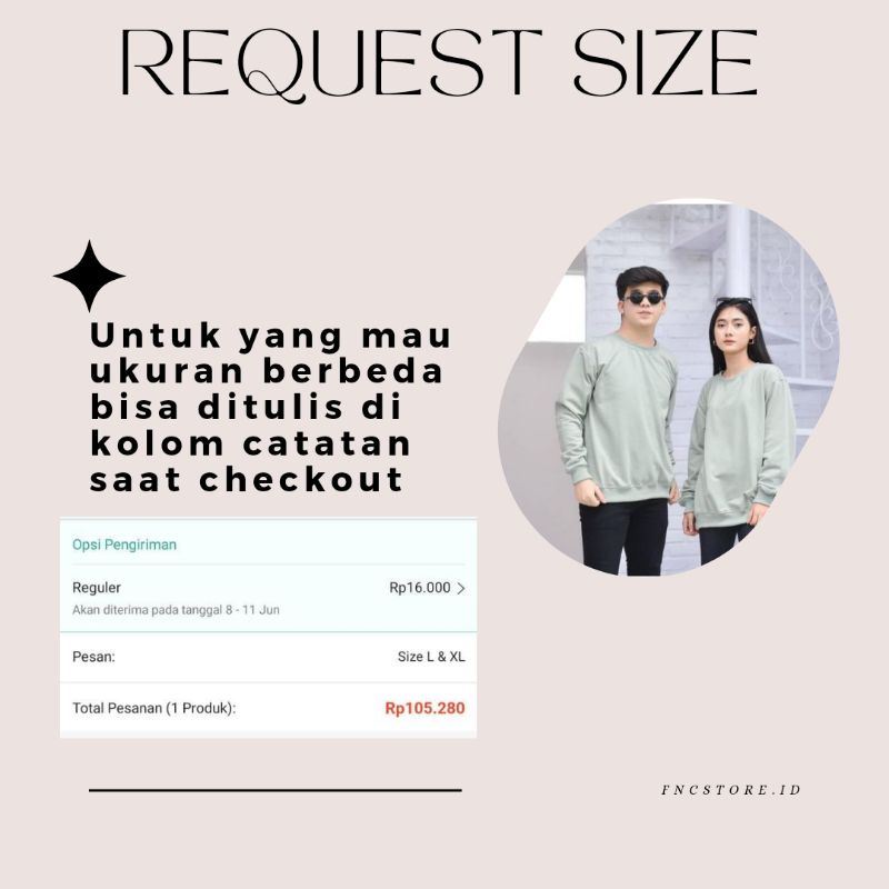 Yunju Couple Set - Sweater Couple Oversize Basic Plain Pria Wanita - Set Couple Kekinian - Baju Couple