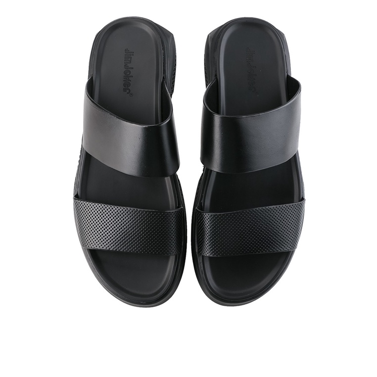 SANDAL CASUAL JIM JOKER PRIA ORIGINAL SLIDE KULIT BRANDED HITAM JJ38