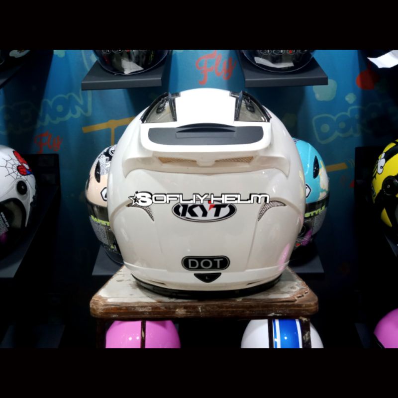 HELM KYT GALAXY FLAT R SOLID WHITE DOUBLE VISOR HALF FACE KYT GALAXY POLOS PUTIH-4