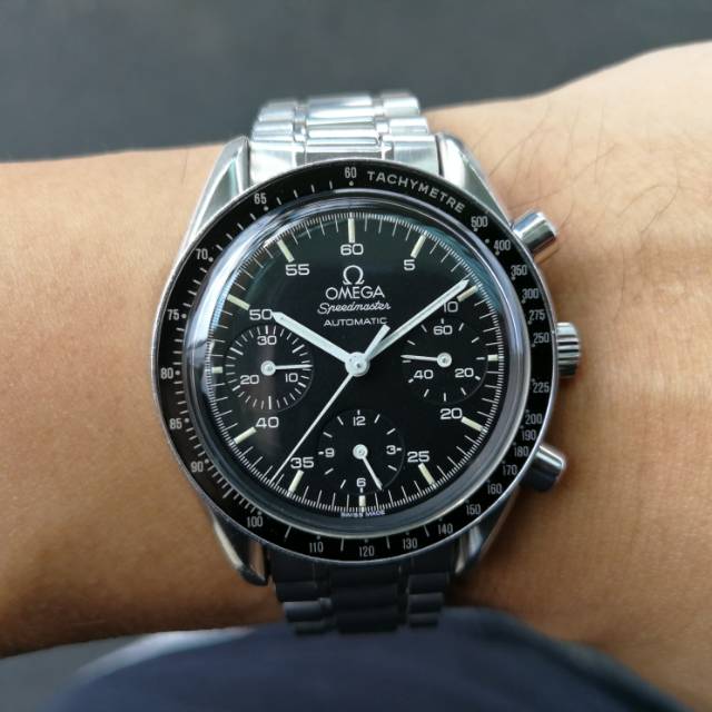Original 90s Vintage Watch Omega Speedmaster Reduced moonwatch Automatic chronograph 3 Registers