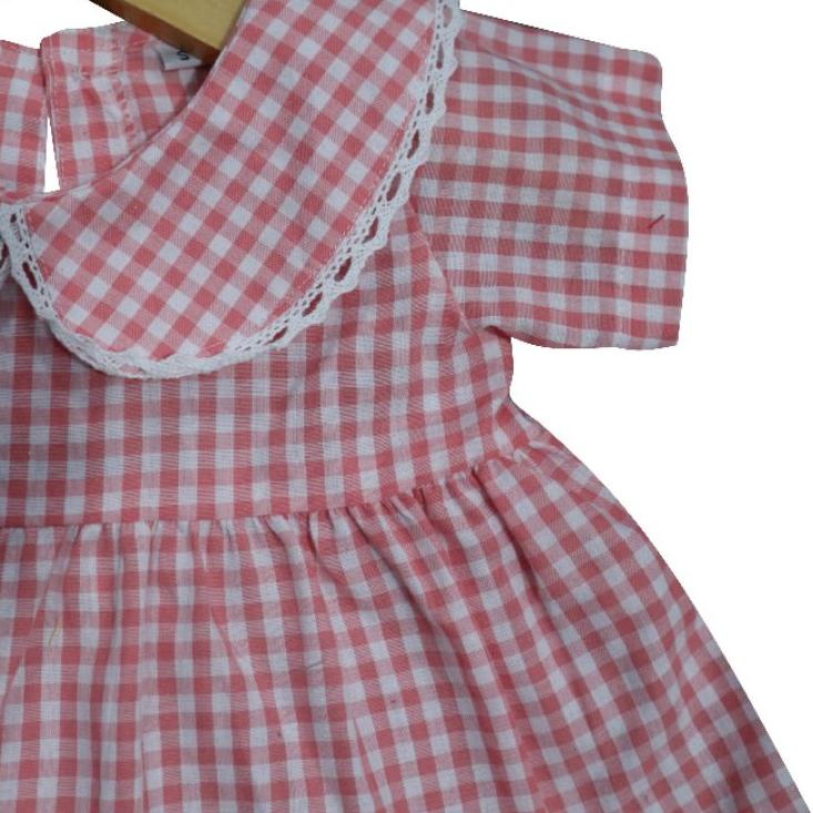 {AMP.14My22l} Baby Makaila - Dress Anak perempuan Kerah Renda kotak-kotak usia 6bulan-3tahun Warna l