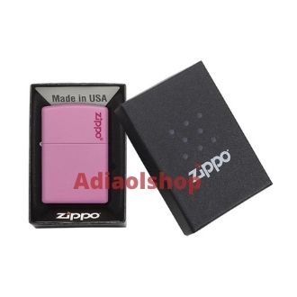 PAKET NGEBUL - KOREK API ZIPPO MATTE PINK LOGO + MINYAK ZIPPO 125ML + BATU SUMBU