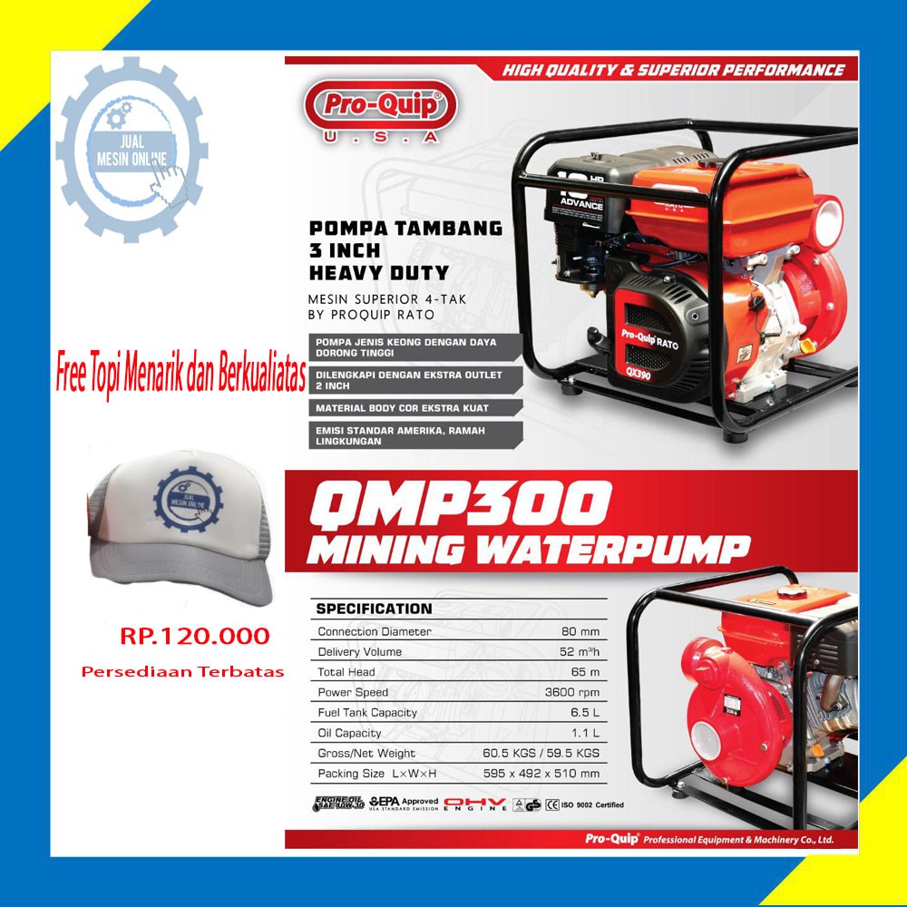 Pompa Alkon Jenis Keong Type Heavy Duty Mining WaterPump 4Tak Alkon 3inch Best Quality