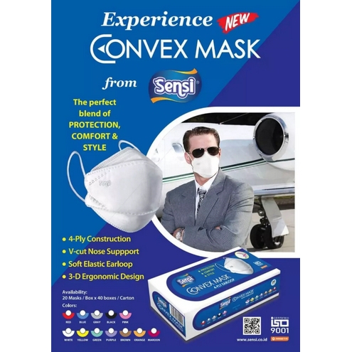 PERA463 MASKER SENSI CONVEX MASK 4PLY EARLOOP 1 BOX ISI 20 PCS