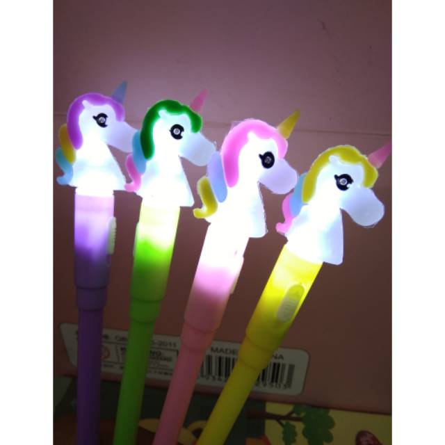 

Pulpen gel lampu karakter unicorn lucu isi 12 pcs