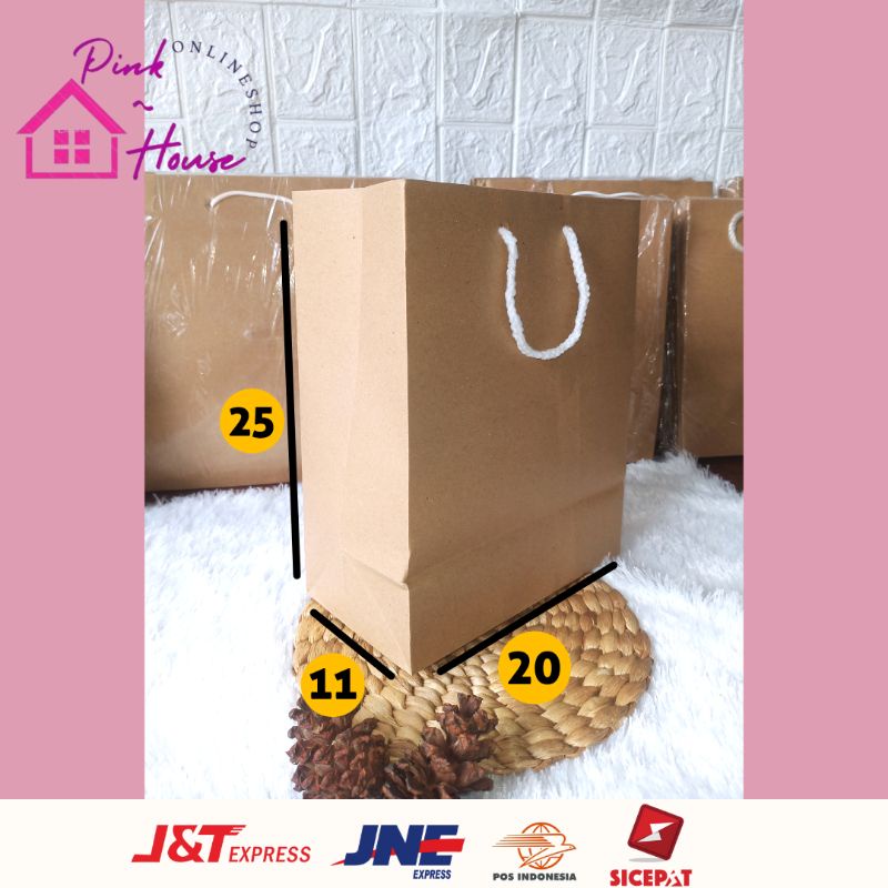 

[ BERHADIAH ] paper bag kado warna coklat polos ukuran P 20 X L 11 X T 25 PAPERBAG kertas bento paperbag murah