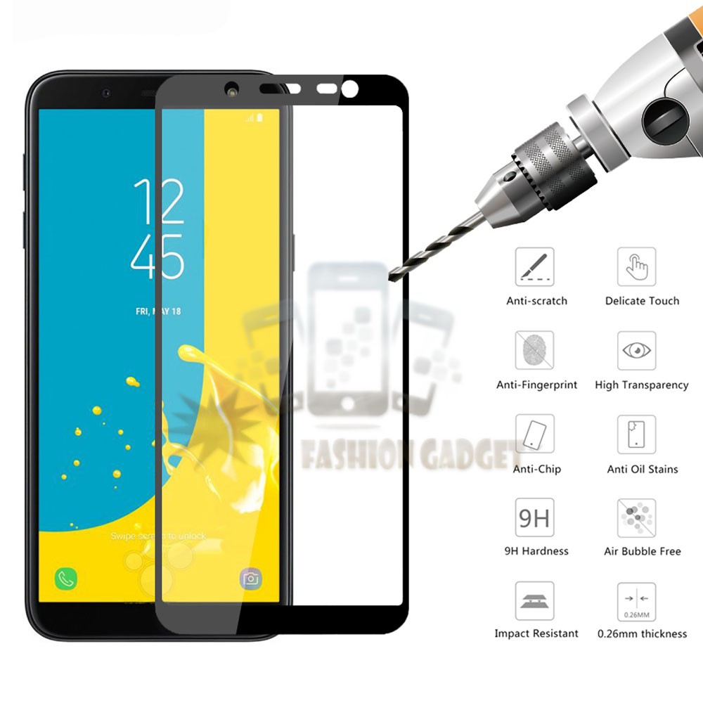 Tempered Glass Samsung Galaxy J6 2018 Full Color Bagian Depan Anti Gores Kaca Screen Guard Pelindung