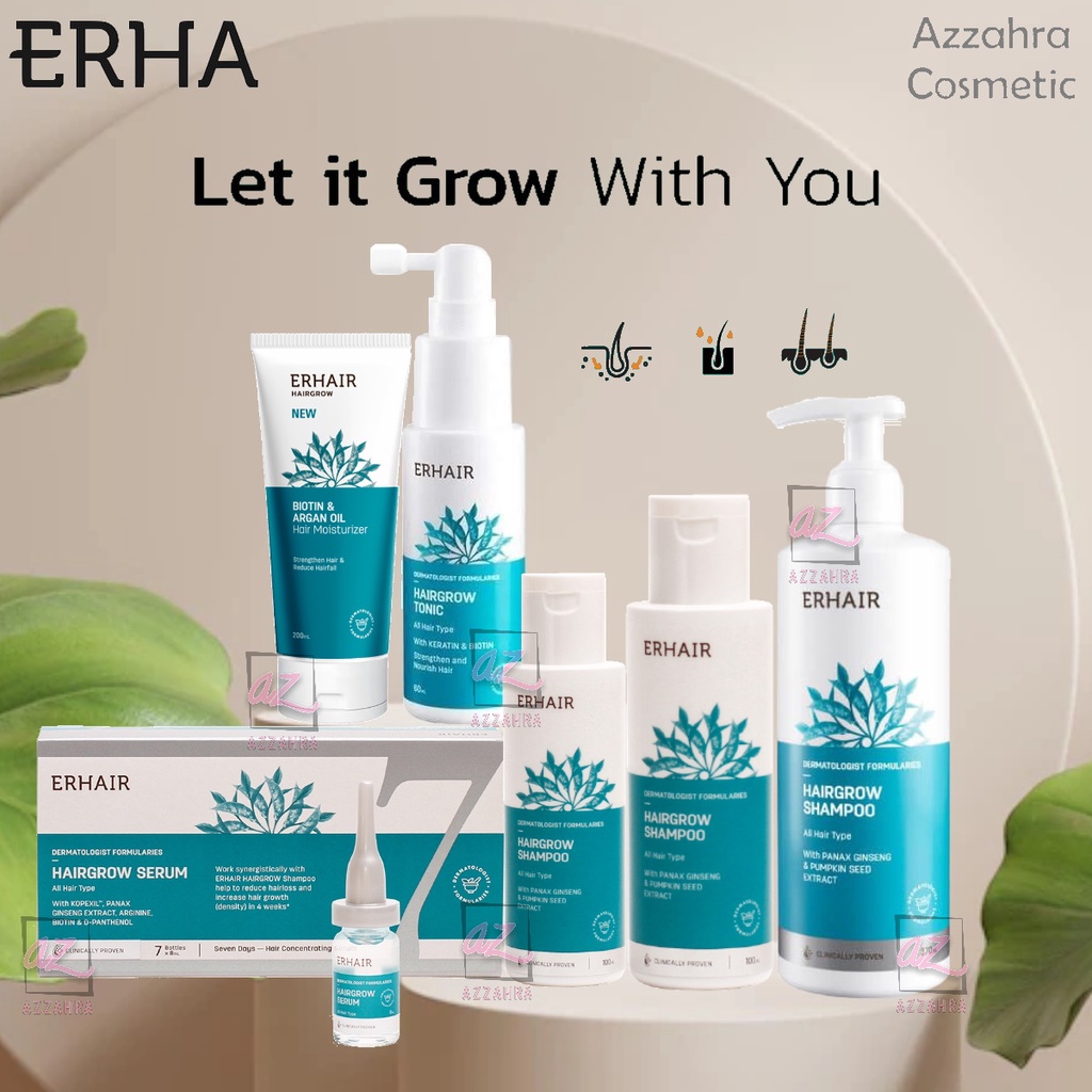 ERHAIR HairGrow Shampoo 100ml 200ml 370ml | Tonic with Keratin &amp; Biotin 60ml | Hair Serum 7x8 ml | Hair Moisturizer 200ml
