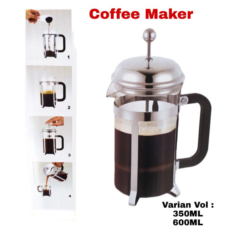 Alat Pembuat Kopi Dan Teh / french Press Coffee Maker Free Packing Dus