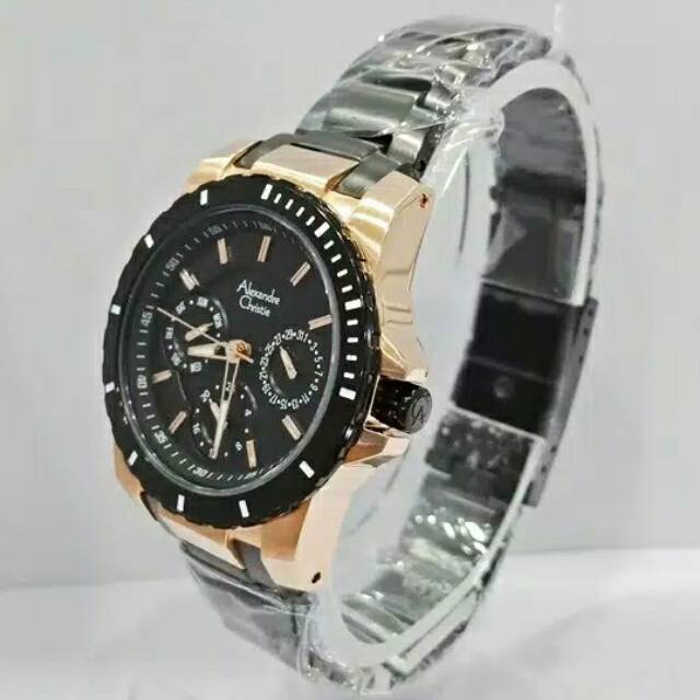 Jam Tangan Alexandre Christie Blue Black Rosegold AC6141 Original