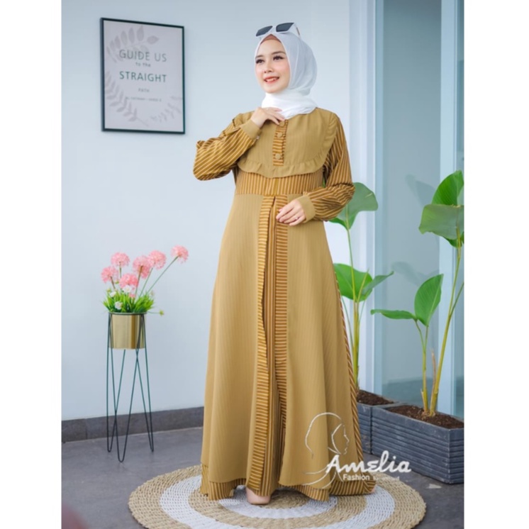 PM GAMIS WANITA TERBARU KANAYA DRESS DOUBLE LAYER KATUN SYAKILA MIX CERUTY ORI BY AMELIA