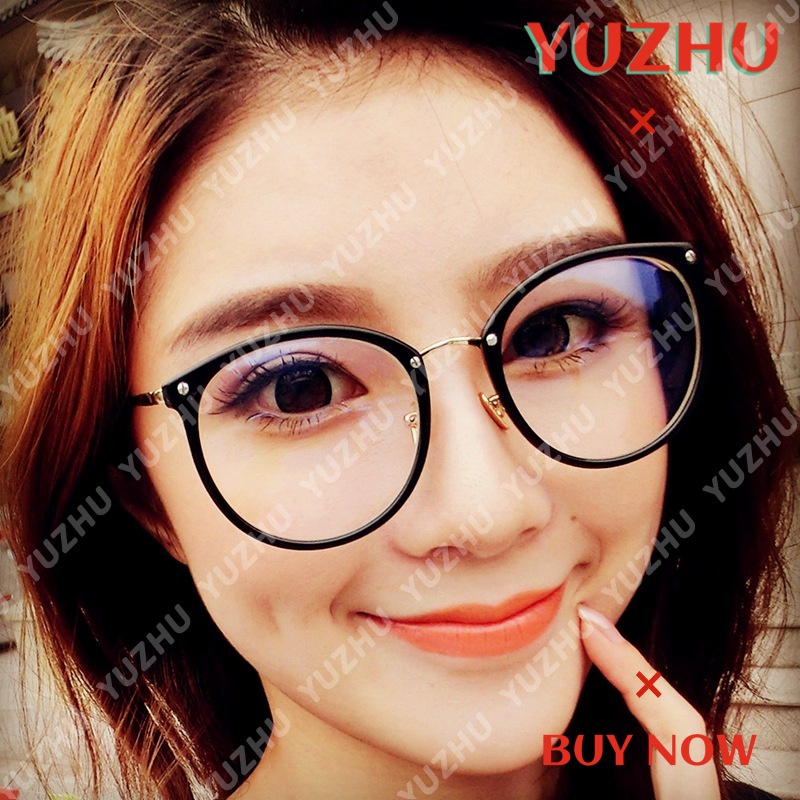 (YUZHU) Bayar di Tempat Myopia Eyeglasses Minus 0°~-400° Korean Design Retro Cat Eye Women Eyeglasses