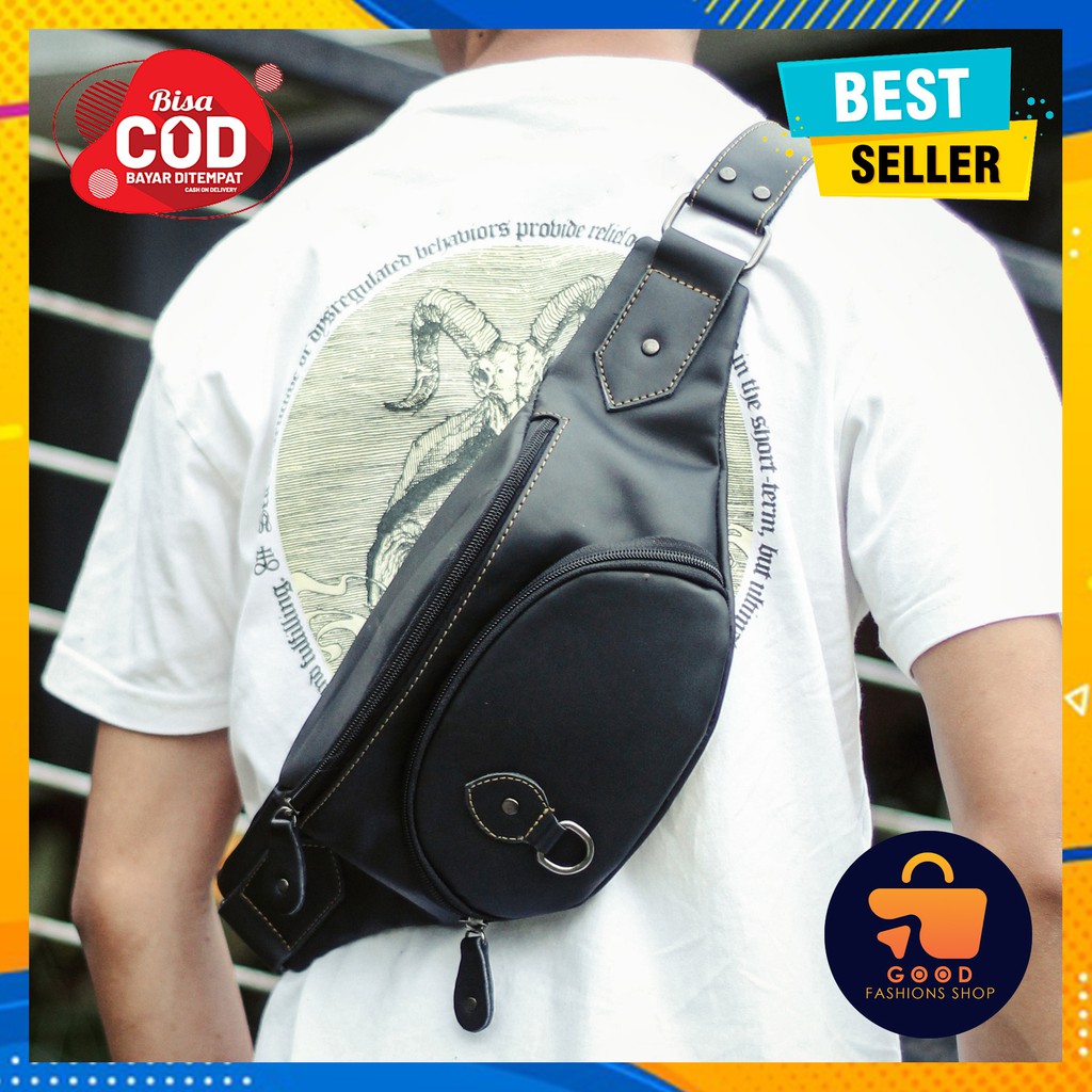 Tas Selempang Pria Wanita Kulit Asli Sapi Original Garut Murah Warna Hitam dan Coklat