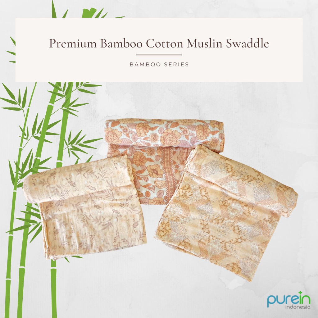 Bamboo Cotton Baby Muslin Swaddle (Kain Bedong Bayi Bahan Katun Bambu Kualitas Import Premium)